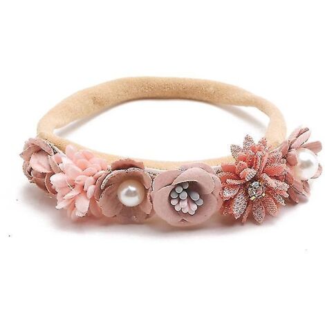 Bandeau pour bébé avec fleur artificielle, en nylon souple et élastique, style princesse, mignon, pour nouveau-né et tout-petit - 17 (1/5)