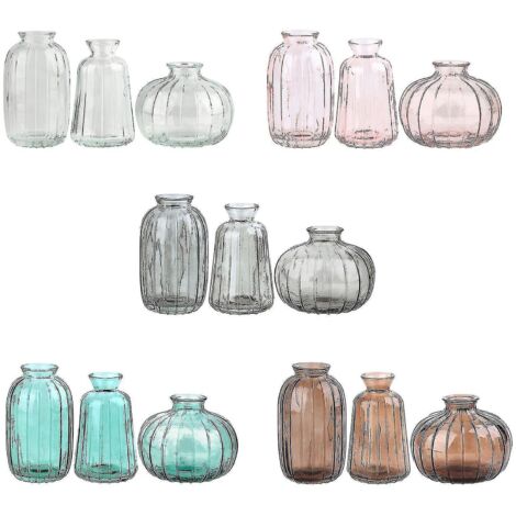 Lot de 3 petits vases décoratifs modernes et vintage, style minimaliste et esthétique, pour la décoration intérieure - Blanc (1/5)
