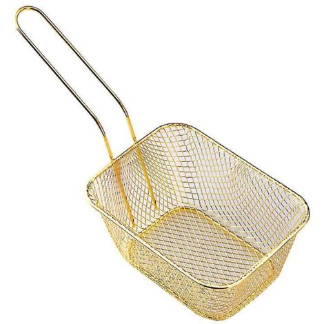 Panier à frites, seau à snacks, panier de rangement pour poulet frit, panier à friture, passoire à huile, vaisselle créative, grand format, doré. (1/5)