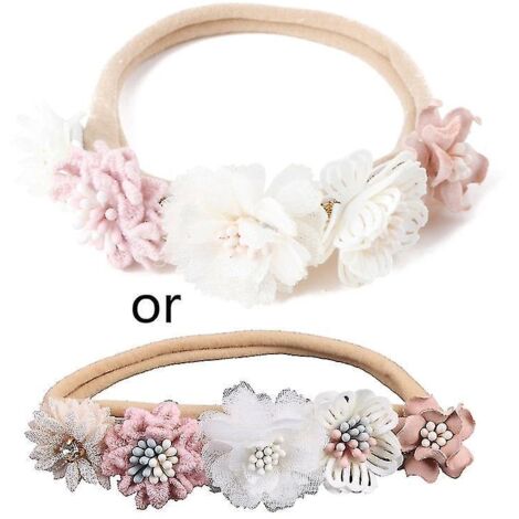 Bandeau bébé à fleurs artificielles en nylon élastique doux, style princesse, pour bébé fille, mignon, pour nouveau-né et tout-petit (20 pièces, livraison aléatoire). (1/5)