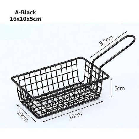 Panier à frites, seau à snacks, panier de rangement pour poulet frit, panier à friture, passoire à huile, vaisselle créative, récipient noir. (1/5)