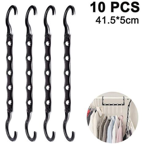 Lot de 10 cintres magiques gain de place - 41,5 x 5 cm - noir (1/5)