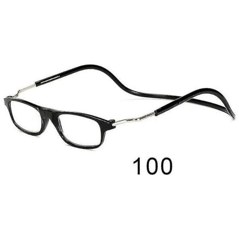 Lunettes de lecture magnétiques flexibles, pliables et réglables, à suspendre autour du cou - correction 100 - Noir (1/3)