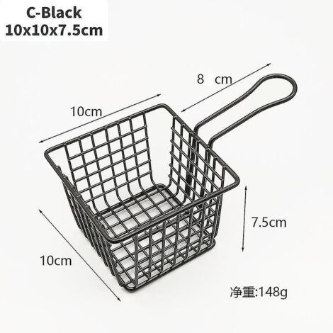 Panier à frites, seau à snacks, panier de rangement pour poulet frit, panier à friture, passoire à huile, vaisselle créative, récipient - Noir (1/5)