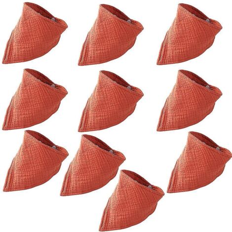 Lot de 10 bavoirs bandana en coton pour bébé (garçons et filles), 10 couleurs unies, idéal pour la poussée dentaire et la salivation - Rouge (1/5)