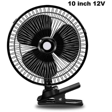 Ventilateur électrique d'été 12/24 V pour voiture, camionnette et maison, 2 vitesses, avec pince, noir, 15 cm (6 pouces) - 25 cm (10 pouces), noir. (1/5)