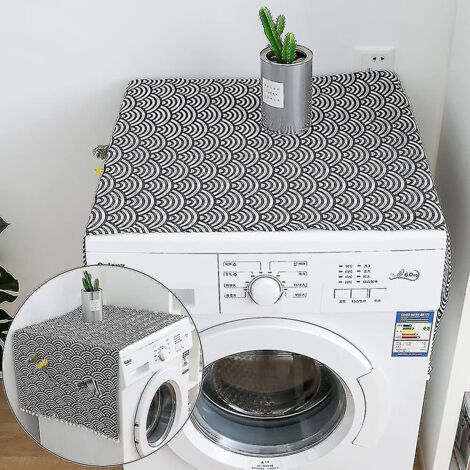 Housse pour lave-linge et réfrigérateur 55x130cm, housse anti-poussière avec sacs de rangement des deux côtés, pour lave-linge et réfrigérateur à une porte (1/5)