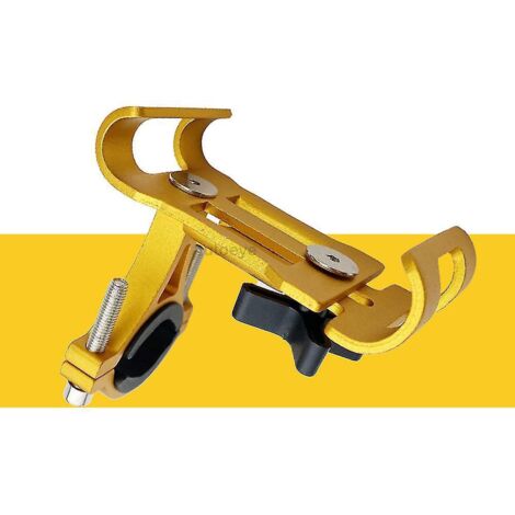Support de téléphone pour vélo avec anneau rotatif à 360° en alliage d'aluminium, antidérapant, compatible avec VTT, moto, GPS, iPhone et Samsung - Jaune (1/5)