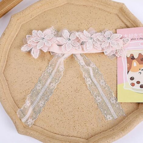 Bandeau pour bébé avec fleur artificielle, en nylon élastique doux, style princesse, pour bébé fille, mignon, pour nouveau-né et tout-petit (100 jours) - Rose (1/5)