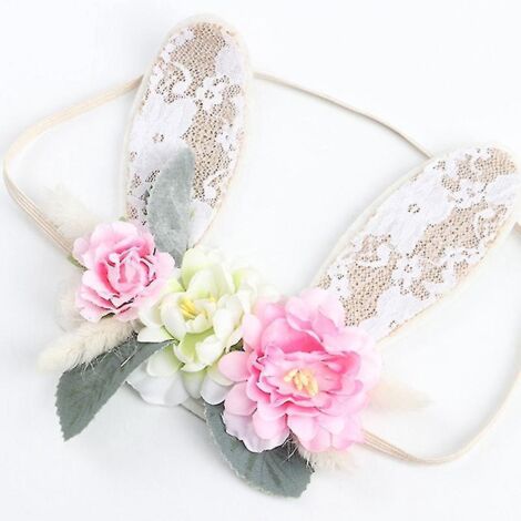 Bandeau pour bébé avec fleur artificielle, en nylon doux et élastique, style princesse. Accessoire mignon pour les cheveux de bébé fille et de nouveau-né (100 jours). (1/5)
