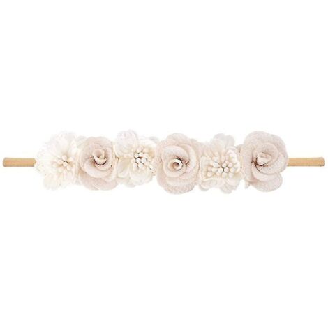 Bandeau pour bébé avec fleur artificielle, en nylon souple et élastique, style princesse, mignon, pour nouveau-né et tout-petit (C-1) (1/5)