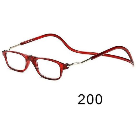 Lunettes de lecture magnétiques flexibles, pliables et réglables, à suspendre autour du cou - correction 200 - Rouge (1/3)