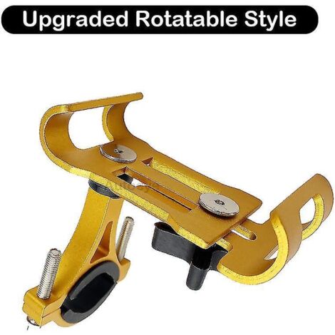 Support de téléphone pour vélo, anneau rotatif à 360° en alliage d'aluminium, antidérapant, compatible avec GPS, iPhone et Samsung - Jaune (1/5)