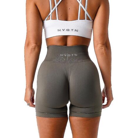 Short Nvgtn en spandex uni sans coutures pour femme, collant de sport doux, tenue de fitness, pantalon de yoga, vêtements de gym - Taille S - Olive (1/3)