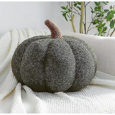 Coussin citrouille en peluche décoratif, peluche citrouille d'Halloween, coussin 3D en forme de citrouille pour la décoration intérieure - 28 cm - Vert foncé (1/5)