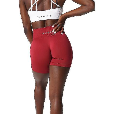 Short Nvgtn en spandex uni sans coutures pour femme, collant de sport doux, tenue de fitness, pantalon de yoga, vêtements de gym - L-Carmine (1/3)