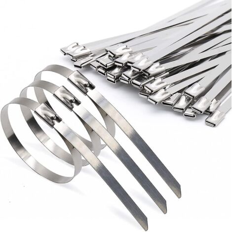 Lot de 100 colliers de serrage robustes en acier inoxydable, autobloquants, 4,6 x 300 mm (1/5)