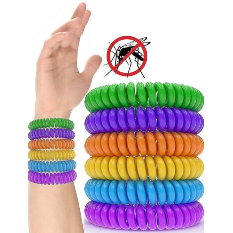Lot de 12 bracelets anti-moustiques de qualité supérieure (plusieurs modèles disponibles) - bleu (1/5)