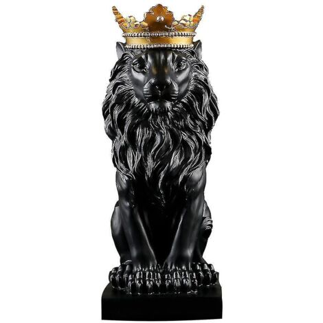 Statue de lion couronnée abstraite pour la maison, le bureau ou le bar - Sculpture en résine représentant un lion de foi - Artisanat - Décoration animale