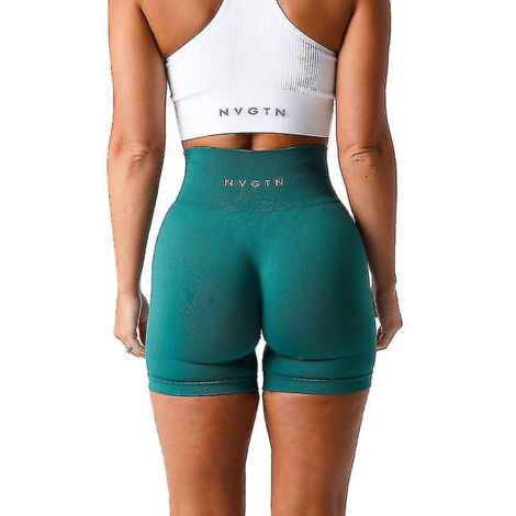Short Nvgtn en spandex uni sans coutures pour femme, collant de sport doux, tenue de fitness, pantalon de yoga, vêtements de gym - L - Émeraude (1/3)