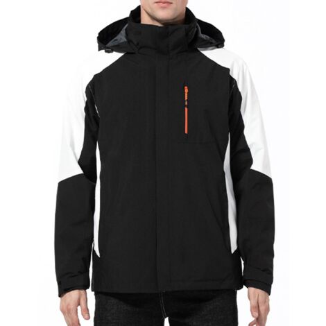Combinaison d'alpinisme 3 en 1 pour femme et homme, veste coupe-vent imperméable à capuche détachable, taille L, noir et blanc. (1/5)