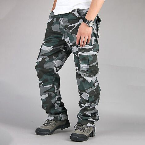 Pantalon cargo militaire camouflage pour homme, pantalon de travail robuste de type militaire, taille 38, bleu. (1/5)