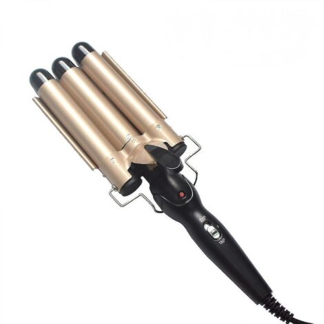 Fer à onduler pour femmes, fer à friser avec gants résistants à la chaleur, fer à onduler professionnel à 3 barils de 32 mm pour cheveux longs, fer à boucler avec réglage de la température. (1/4)