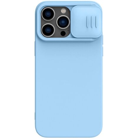 Coque pour iPhone 15 Pro Max/15 Ultra avec cache-objectif coulissant, fine et résistante aux chocs - bleue (1/5)