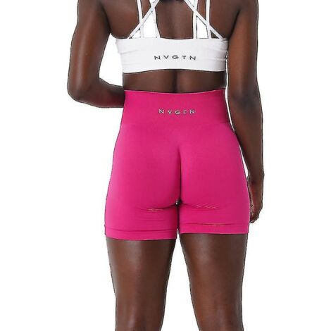 Short Nvgtn en spandex uni sans coutures pour femme, collant de sport doux, tenue de fitness, pantalon de yoga, vêtement de gym - M - Magenta (1/3)