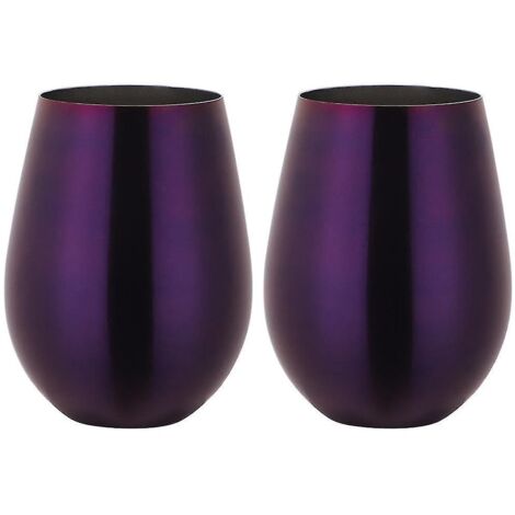 Verre à vin sans pied en acier inoxydable, gobelet à vin portable pour l'extérieur - Lot de 2 verres en métal - Violet (1/5)