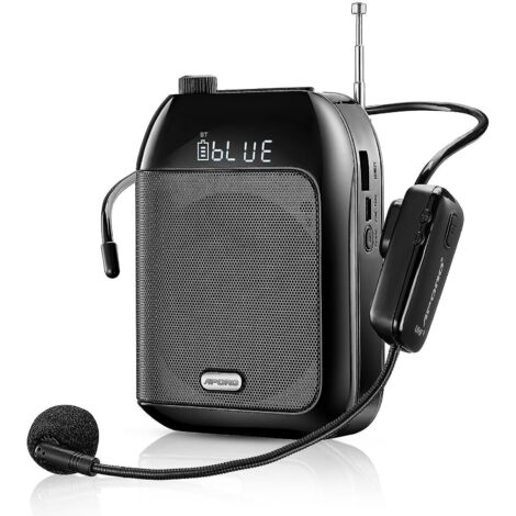 Amplificateur vocal sans fil Bluetooth UHF portable pour l'enseignement, les conférences, les visites guidées, la promotion, mégaphone, microphone et haut-parleur sur clé USB.