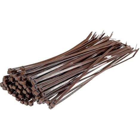 Colliers de serrage argentés longs et résistants, 370 mm x 4,8 mm, lot de 100, en nylon de qualité supérieure, fermeture éclair 300 mm x 3,6 mm, marron