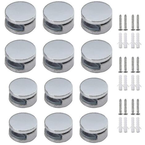Lot de 12 pinces à verre en alliage de zinc, fixation murale pour miroir, compatibles avec salle de bain et salon. (1/3)