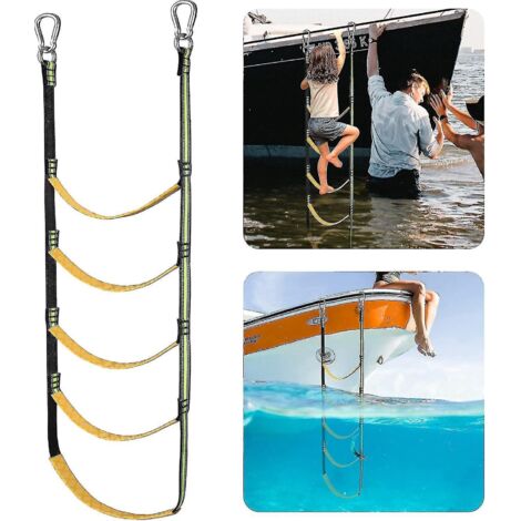 Échelle de corde pour bateau, échelle de corde portable extensible pour bateau pneumatique, kayak - 5 marches - Rouge (1/5)