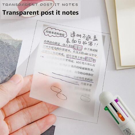 300 feuilles de notes adhésives transparentes imperméables pour animaux de compagnie, listes de tâches quotidiennes, papier à notes pour étudiants et bureau, 6-- (1/5)