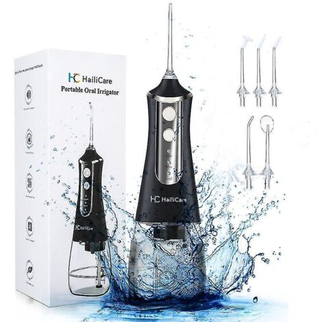 Hydropulseur électrique à jet d'eau pour le nettoyage des dents, noir (1/5)