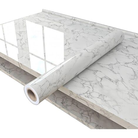 Papier peint adhésif effet marbre, imperméable et résistant à l'huile, pour une rénovation facile des meubles - Idéal pour les comptoirs de cuisine, les armoires et les murs du salon Tw--40300