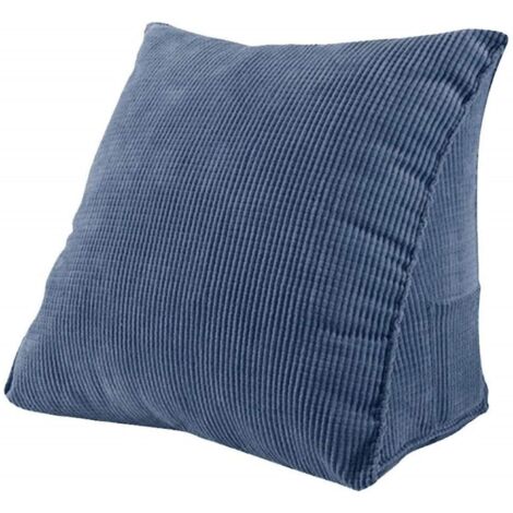Coussin triangulaire en forme de coin, coussin de lecture pour dossier de lit, coussin de positionnement pour dossier de lit, canapé, chaise de bureau (15,75 1 - bleu foncé) (1/5)