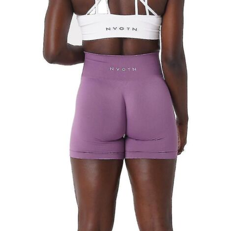 Short Nvgtn en spandex uni sans coutures pour femme, collant de sport doux, tenue de fitness, pantalon de yoga, vêtements de gym - L - Orchidée (1/3)