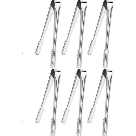 Lot de 6 pinces à glace en acier inoxydable avec dents, pinces alimentaires antidérapantes - 20 cm (8 pouces) (1/3)