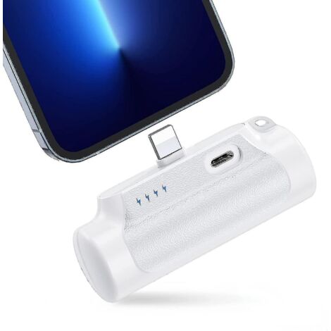 Chargeur portable Power Bank, mini chargeur ultra-compact de 4500 mAh compatible avec iPhone - Blanc (1/5)