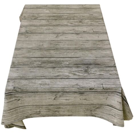 Nappe rectangulaire imprimée imitation bois, style champêtre, pour table d'extérieur, 140 x 140/180/200 cm (1/5)