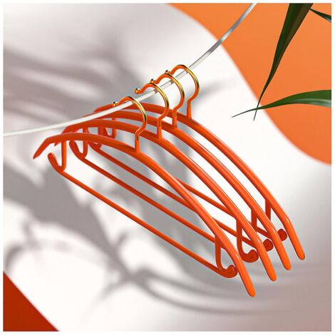 Cintre sans épaulement, antidérapant, double usage (sec/humide) - Lot de 5 - Orange (1/5)