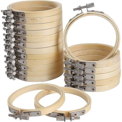 Lot de 20 cercles à broder de 7,6 cm (3 pouces) en bambou pour point de croix - Lh-1--