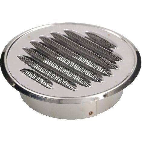 Grille de ventilation ronde en acier inoxydable 100 mm avec bride à vis et protection anti-insectes (1/5)