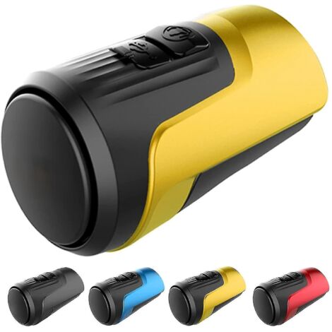 Klaxon de vélo électrique, 100-125 dB, sonnette électronique, 4 modes sonores, batterie rechargeable USB, klaxon antivol en silicone étanche à haut volume - Jaune (1/4)
