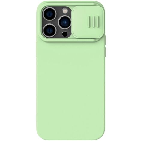 Coque pour iPhone 15 Pro Max/15 Ultra avec cache-objectif coulissant, fine et résistante aux chocs - verte (1/5)