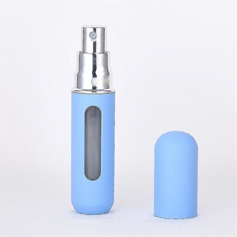 Flacon de parfum rechargeable par le bas, couleur bonbon, format voyage/mini, vaporisateur à brume fine, rechargeable, 5 ml/8 ml - bleu (1/5)