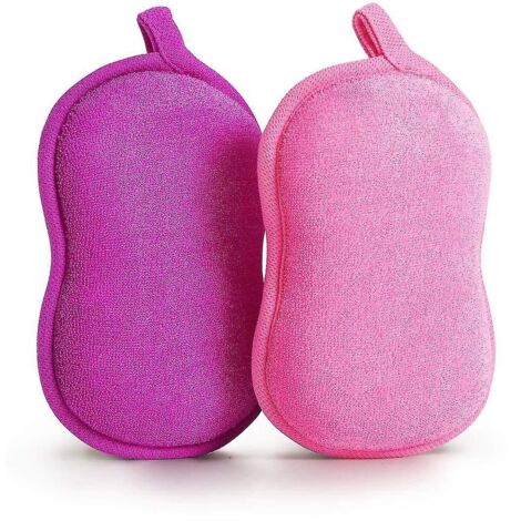 Éponge de bain bébé en bambou naturel - Lot de 2 - Éponge ultra douce et absorbante (1/5)