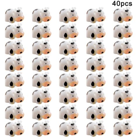 40 figurines de vaches miniatures en résine, décor de mousse, pour fêtes et loisirs créatifs. Décoration mignonne à faire soi-même. (1/5)
